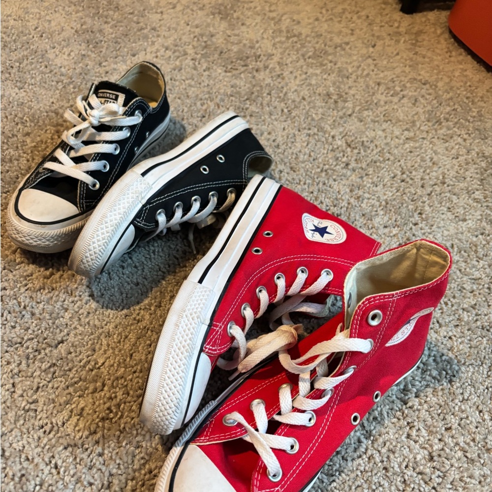 Converse Red and Black High-Top Sneakers